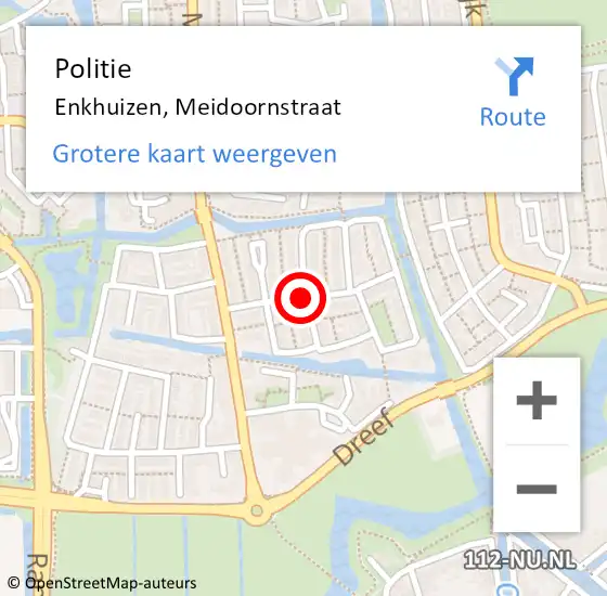 Locatie op kaart van de 112 melding: Politie Enkhuizen, Meidoornstraat op 6 oktober 2016 10:26