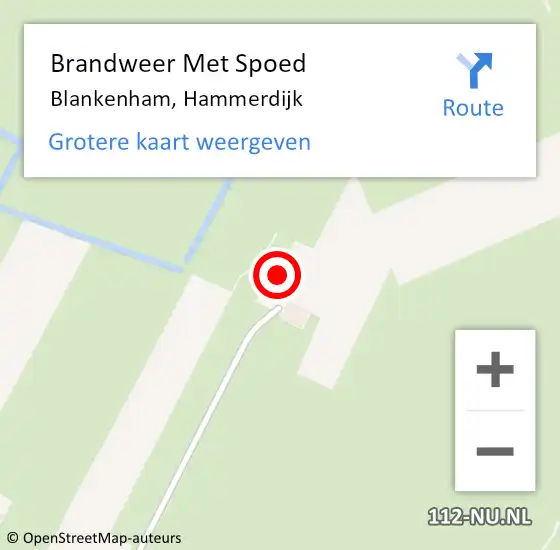Locatie op kaart van de 112 melding: Brandweer Met Spoed Naar Blankenham, Hammerdijk op 6 oktober 2016 10:54