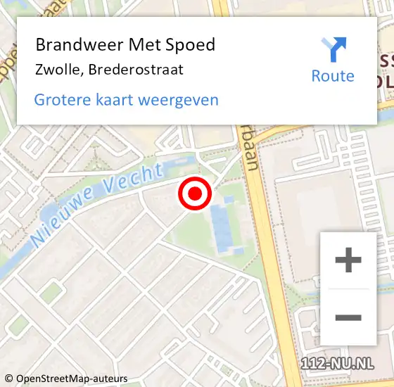 Locatie op kaart van de 112 melding: Brandweer Met Spoed Naar Zwolle, Brederostraat op 6 oktober 2016 11:05