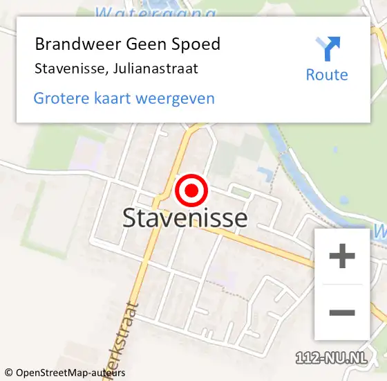 Locatie op kaart van de 112 melding: Brandweer Geen Spoed Naar Stavenisse, Julianastraat op 6 oktober 2016 11:09