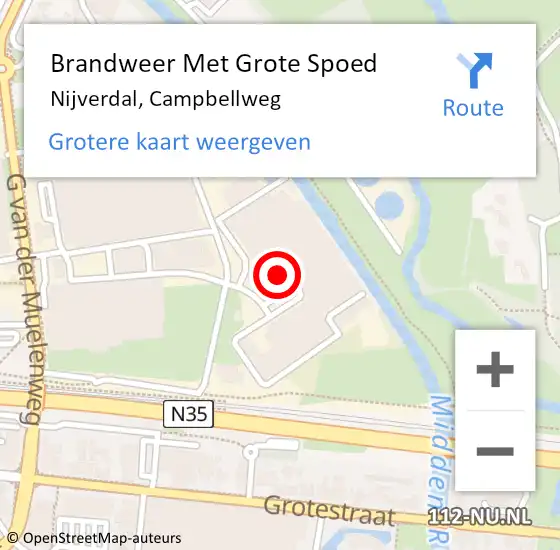 Locatie op kaart van de 112 melding: Brandweer Met Grote Spoed Naar Nijverdal, Campbellweg op 6 oktober 2016 11:09