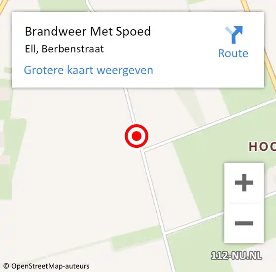 Locatie op kaart van de 112 melding: Brandweer Met Spoed Naar Ell, Berbenstraat op 6 oktober 2016 11:38