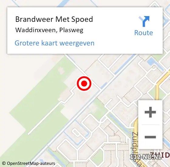 Locatie op kaart van de 112 melding: Brandweer Met Spoed Naar Waddinxveen, Plasweg op 6 oktober 2016 12:19