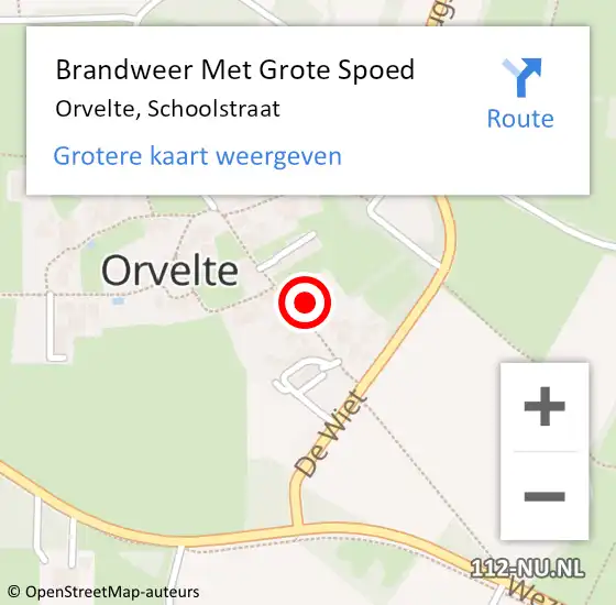 Locatie op kaart van de 112 melding: Brandweer Met Grote Spoed Naar Orvelte, Schoolstraat op 6 oktober 2016 12:27