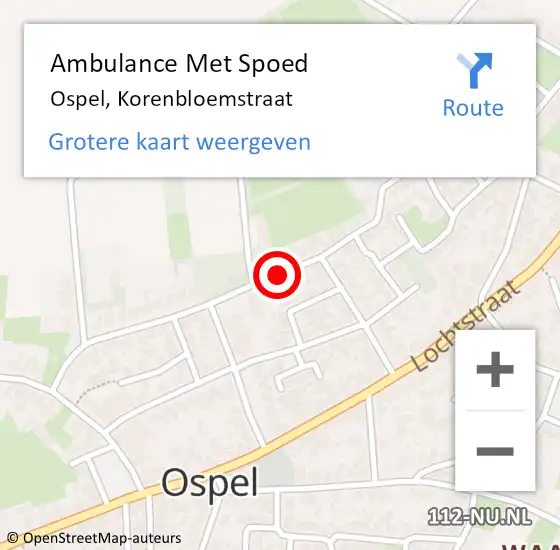 Locatie op kaart van de 112 melding: Ambulance Met Spoed Naar Ospel, Korenbloemstraat op 6 oktober 2016 13:24