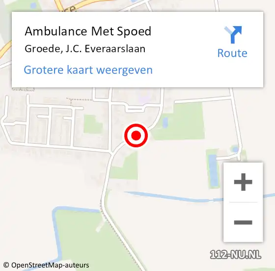 Locatie op kaart van de 112 melding: Ambulance Met Spoed Naar Groede, J.C. Everaarslaan op 6 oktober 2016 16:03