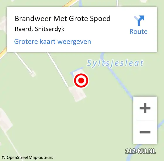 Locatie op kaart van de 112 melding: Brandweer Met Grote Spoed Naar Raerd, Snitserdyk op 6 oktober 2016 16:27