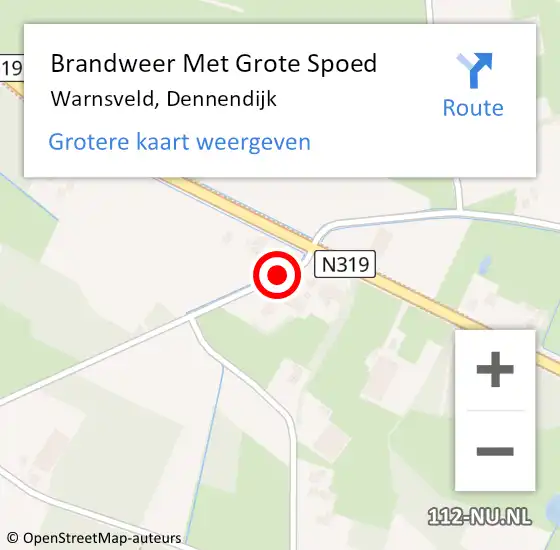 Locatie op kaart van de 112 melding: Brandweer Met Grote Spoed Naar Warnsveld, Dennendijk op 6 oktober 2016 16:47