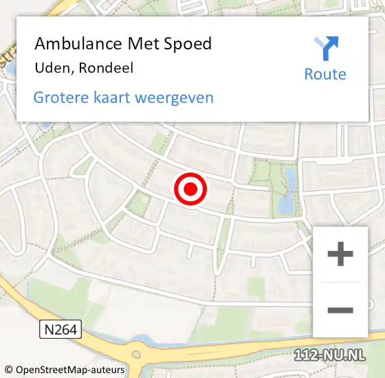 Locatie op kaart van de 112 melding: Ambulance Met Spoed Naar Uden, Rondeel op 6 oktober 2016 16:57