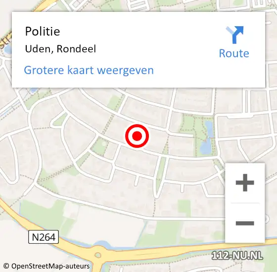 Locatie op kaart van de 112 melding: Politie Uden, Rondeel op 6 oktober 2016 16:58