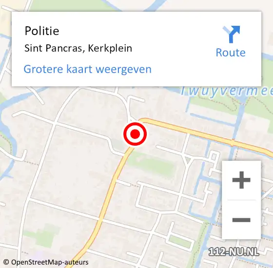 Locatie op kaart van de 112 melding: Politie Sint Pancras, Kerkplein op 6 oktober 2016 17:00