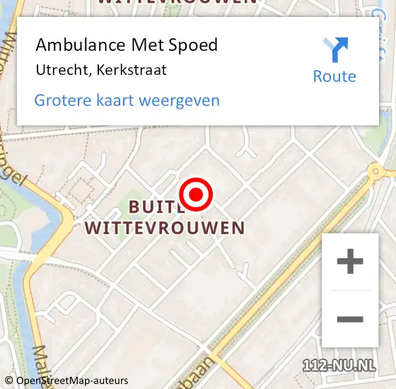 Locatie op kaart van de 112 melding: Ambulance Met Spoed Naar Utrecht, Kerkstraat op 6 oktober 2016 17:37