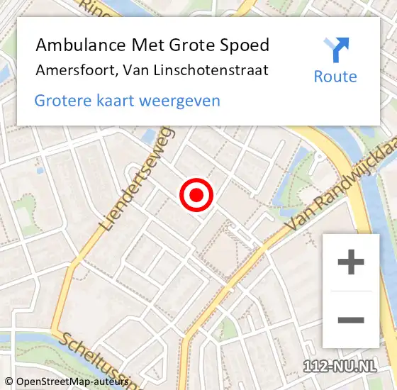 Locatie op kaart van de 112 melding: Ambulance Met Grote Spoed Naar Amersfoort, Van Linschotenstraat op 6 oktober 2016 17:37