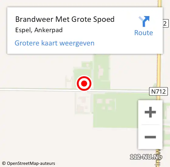 Locatie op kaart van de 112 melding: Brandweer Met Grote Spoed Naar Espel, Ankerpad op 6 oktober 2016 17:51