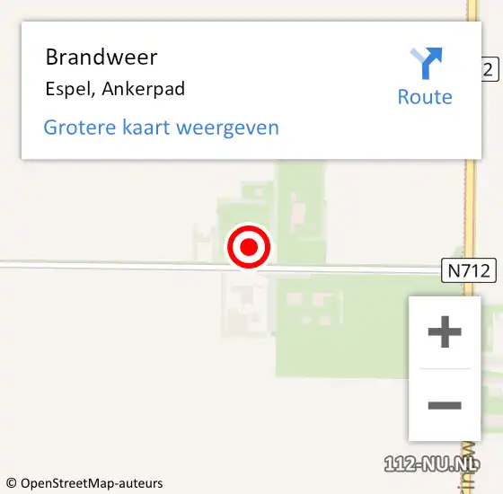 Locatie op kaart van de 112 melding: Brandweer Espel, Ankerpad op 6 oktober 2016 17:52