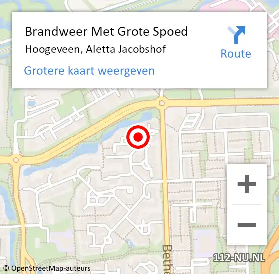 Locatie op kaart van de 112 melding: Brandweer Met Grote Spoed Naar Hoogeveen, Aletta Jacobshof op 6 oktober 2016 18:21