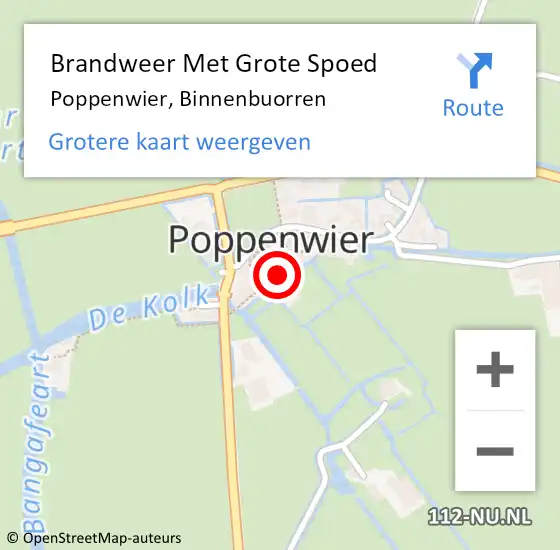 Locatie op kaart van de 112 melding: Brandweer Met Grote Spoed Naar Poppenwier, Binnenbuorren op 29 december 2013 19:38