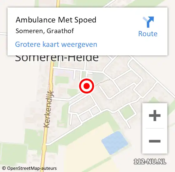 Locatie op kaart van de 112 melding: Ambulance Met Spoed Naar Someren, Graathof op 6 oktober 2016 21:54