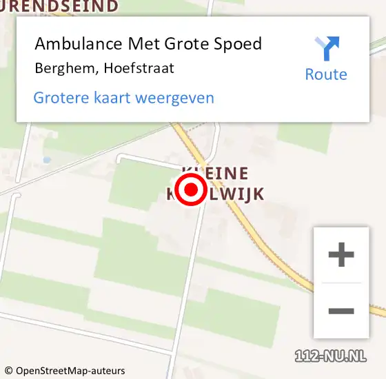 Locatie op kaart van de 112 melding: Ambulance Met Grote Spoed Naar Berghem, Hoefstraat op 6 oktober 2016 21:58