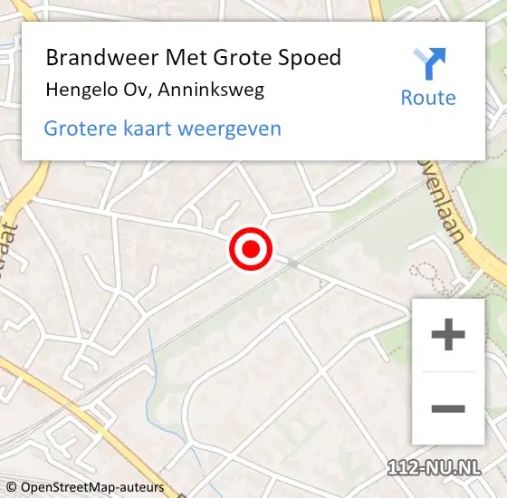 Locatie op kaart van de 112 melding: Brandweer Met Grote Spoed Naar Hengelo Ov, Anninksweg op 6 oktober 2016 22:25