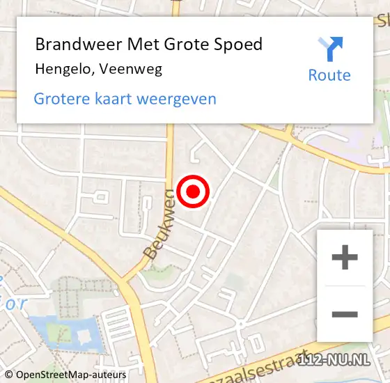 Locatie op kaart van de 112 melding: Brandweer Met Grote Spoed Naar Hengelo, Veenweg op 6 oktober 2016 23:09