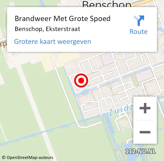 Locatie op kaart van de 112 melding: Brandweer Met Grote Spoed Naar Benschop, Eksterstraat op 6 oktober 2016 23:17