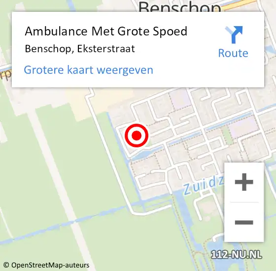 Locatie op kaart van de 112 melding: Ambulance Met Grote Spoed Naar Benschop, Eksterstraat op 6 oktober 2016 23:18