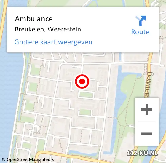 Locatie op kaart van de 112 melding: Ambulance Breukelen, Weerestein op 7 oktober 2016 00:44