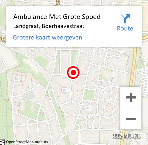 Locatie op kaart van de 112 melding: Ambulance Met Grote Spoed Naar Landgraaf, Boerhaavestraat op 29 december 2013 20:13