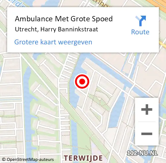 Locatie op kaart van de 112 melding: Ambulance Met Grote Spoed Naar Utrecht, Harry Banninkstraat op 7 oktober 2016 01:17