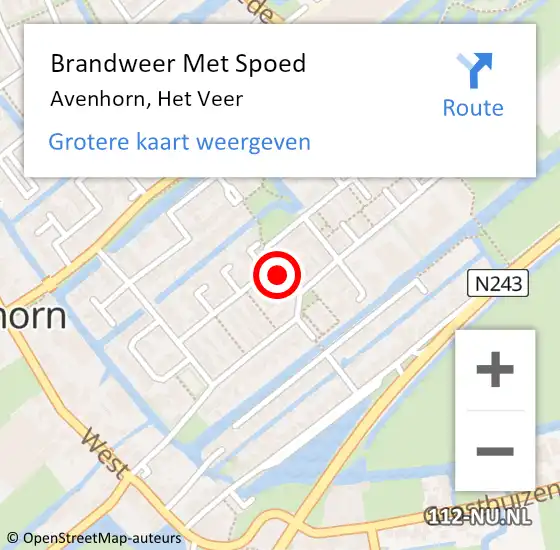 Locatie op kaart van de 112 melding: Brandweer Met Spoed Naar Avenhorn, Het Veer op 7 oktober 2016 08:06