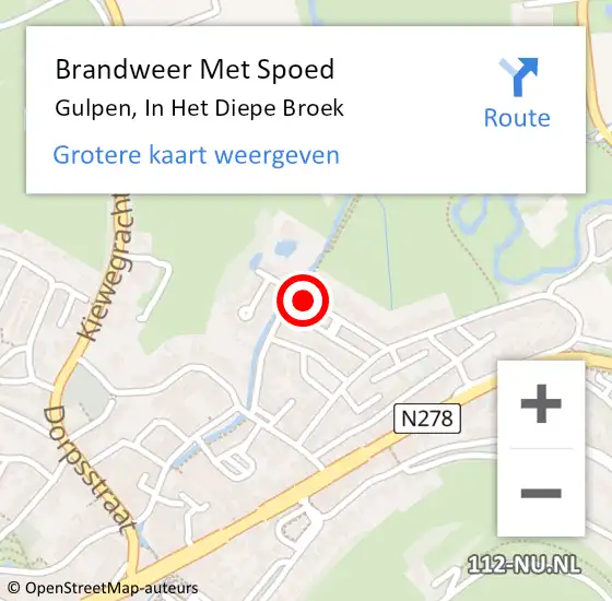 Locatie op kaart van de 112 melding: Brandweer Met Spoed Naar Gulpen, In Het Diepe Broek op 7 oktober 2016 08:07