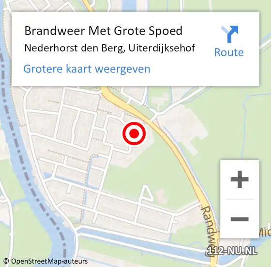 Locatie op kaart van de 112 melding: Brandweer Met Grote Spoed Naar Nederhorst den Berg, Uiterdijksehof op 7 oktober 2016 10:07