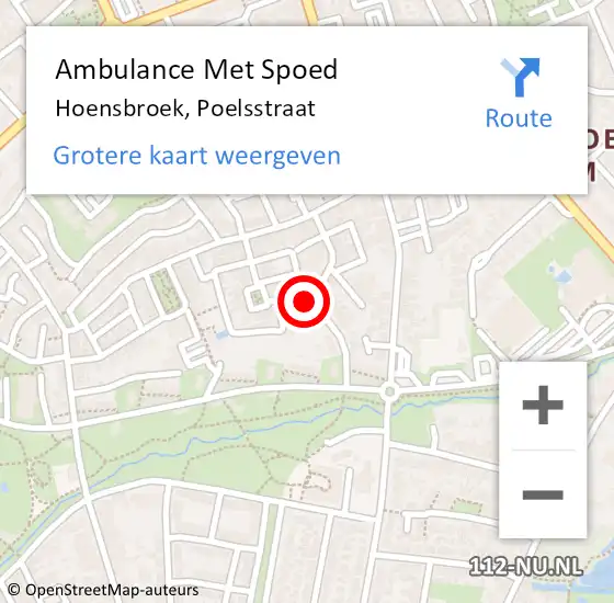 Locatie op kaart van de 112 melding: Ambulance Met Spoed Naar Hoensbroek, Poelsstraat op 29 december 2013 20:51