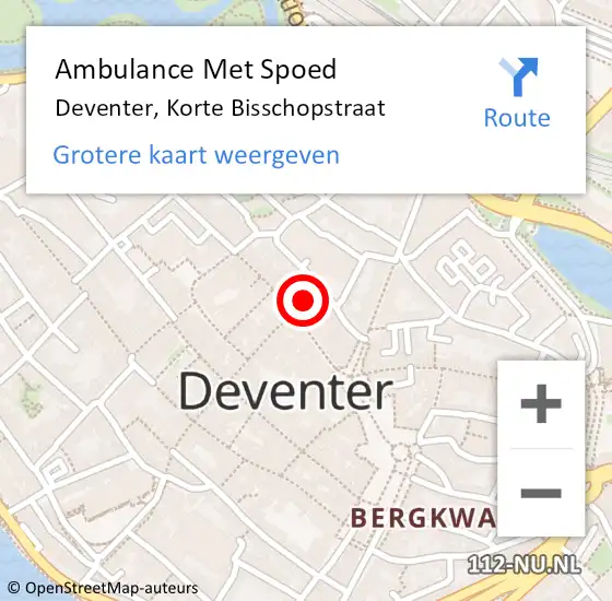 Locatie op kaart van de 112 melding: Ambulance Met Spoed Naar Deventer, Korte Bisschopstraat op 7 oktober 2016 10:22