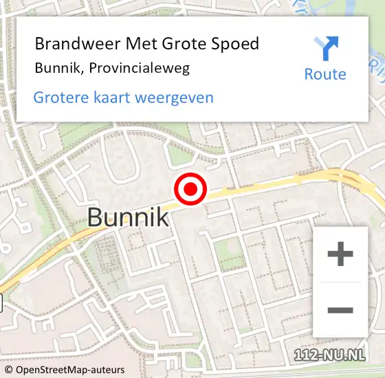 Locatie op kaart van de 112 melding: Brandweer Met Grote Spoed Naar Bunnik, Provincialeweg op 7 oktober 2016 10:53