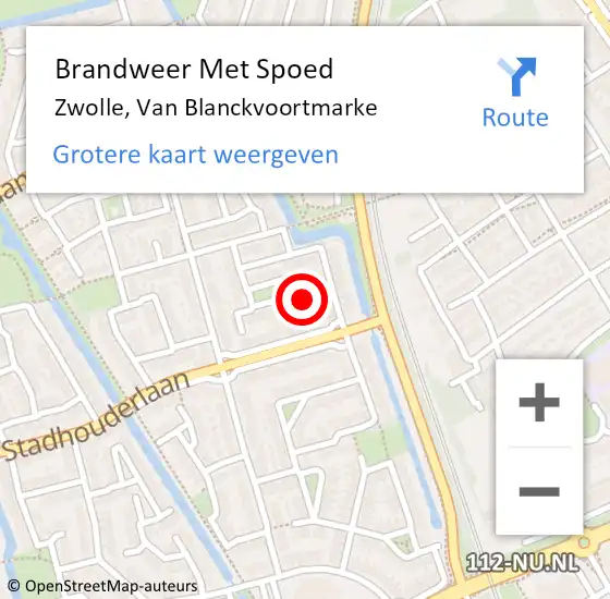 Locatie op kaart van de 112 melding: Brandweer Met Spoed Naar Zwolle, Van Blanckvoortmarke op 7 oktober 2016 11:10