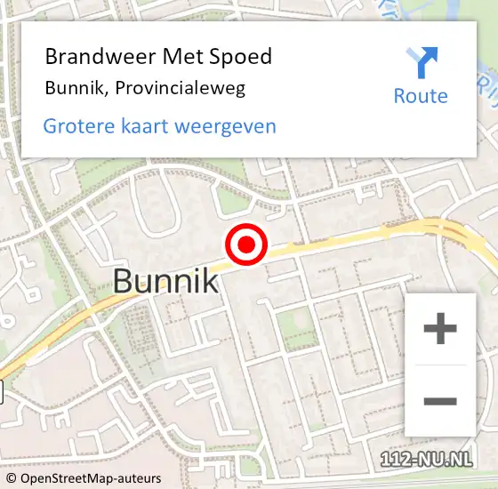 Locatie op kaart van de 112 melding: Brandweer Met Spoed Naar Bunnik, Provincialeweg op 7 oktober 2016 11:10