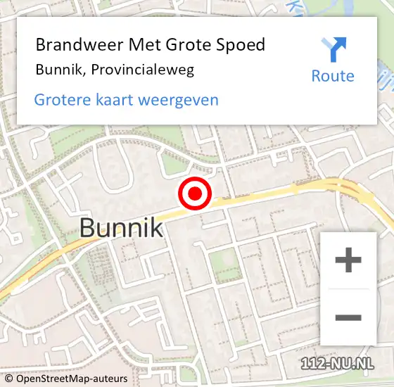 Locatie op kaart van de 112 melding: Brandweer Met Grote Spoed Naar Bunnik, Provincialeweg op 7 oktober 2016 11:21