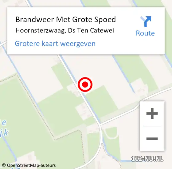 Locatie op kaart van de 112 melding: Brandweer Met Grote Spoed Naar Hoornsterzwaag, Ds Ten Catewei op 7 oktober 2016 11:22