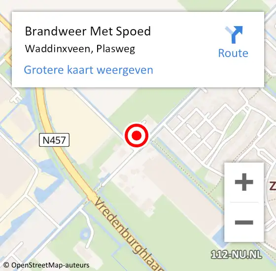 Locatie op kaart van de 112 melding: Brandweer Met Spoed Naar Waddinxveen, Plasweg op 7 oktober 2016 11:24