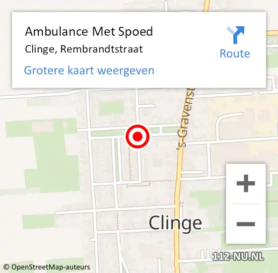 Locatie op kaart van de 112 melding: Ambulance Met Spoed Naar Clinge, Rembrandtstraat op 7 oktober 2016 11:35