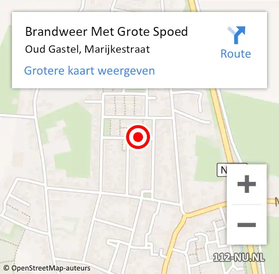 Locatie op kaart van de 112 melding: Brandweer Met Grote Spoed Naar Oud Gastel, Marijkestraat op 7 oktober 2016 12:04