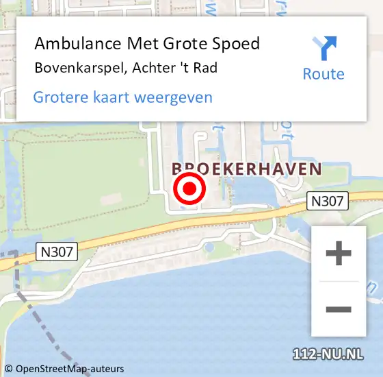 Locatie op kaart van de 112 melding: Ambulance Met Grote Spoed Naar Bovenkarspel, Achter 't Rad op 7 oktober 2016 12:14