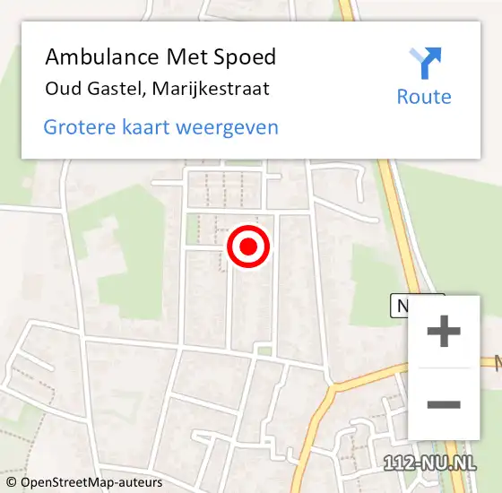 Locatie op kaart van de 112 melding: Ambulance Met Spoed Naar Oud Gastel, Marijkestraat op 7 oktober 2016 12:24