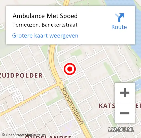 Locatie op kaart van de 112 melding: Ambulance Met Spoed Naar Terneuzen, Banckertstraat op 7 oktober 2016 12:43