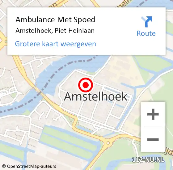 Locatie op kaart van de 112 melding: Ambulance Met Spoed Naar Amstelhoek, Piet Heinlaan op 7 oktober 2016 12:51