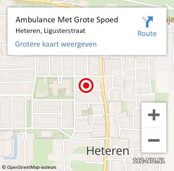 Locatie op kaart van de 112 melding: Ambulance Met Grote Spoed Naar Heteren, Ligusterstraat op 29 december 2013 21:39