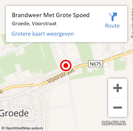 Locatie op kaart van de 112 melding: Brandweer Met Grote Spoed Naar Groede, Voorstraat op 7 oktober 2016 15:16