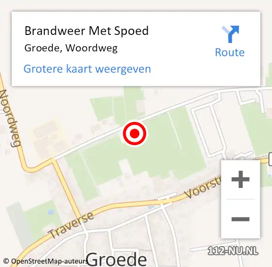 Locatie op kaart van de 112 melding: Brandweer Met Spoed Naar Groede, Woordweg op 7 oktober 2016 15:52